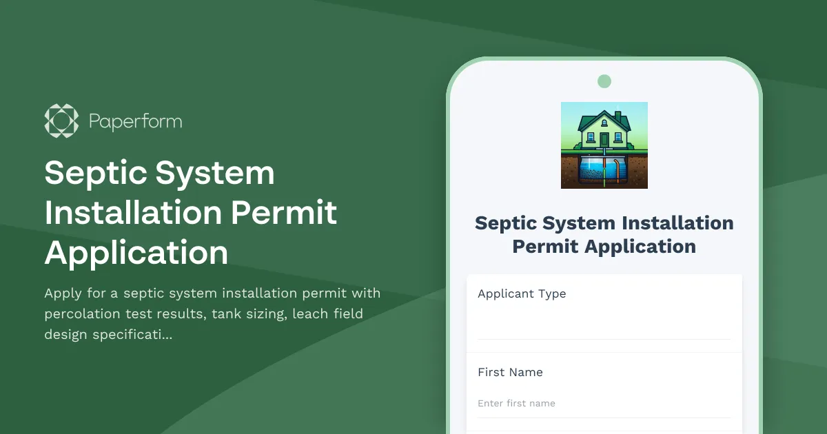 Septic System Installation Permit Application