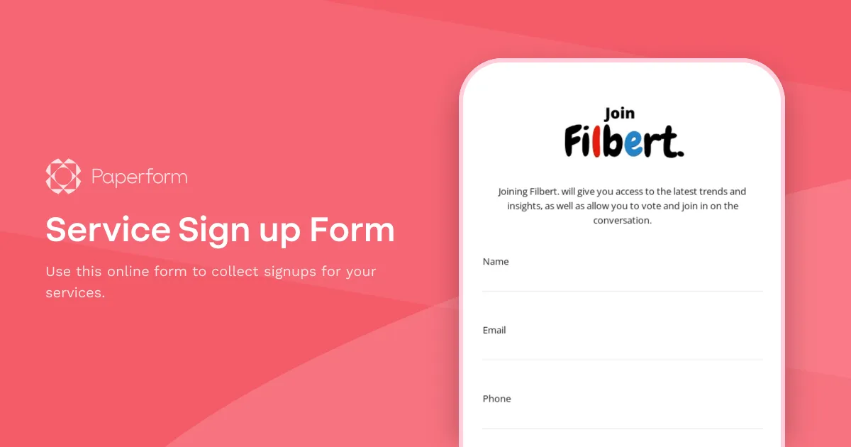 Service Sign up Form