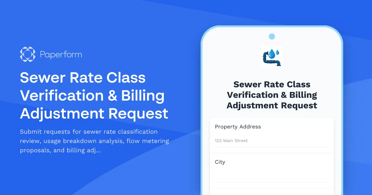 Sewer Rate Class Verification & Billing Adjustment Request
