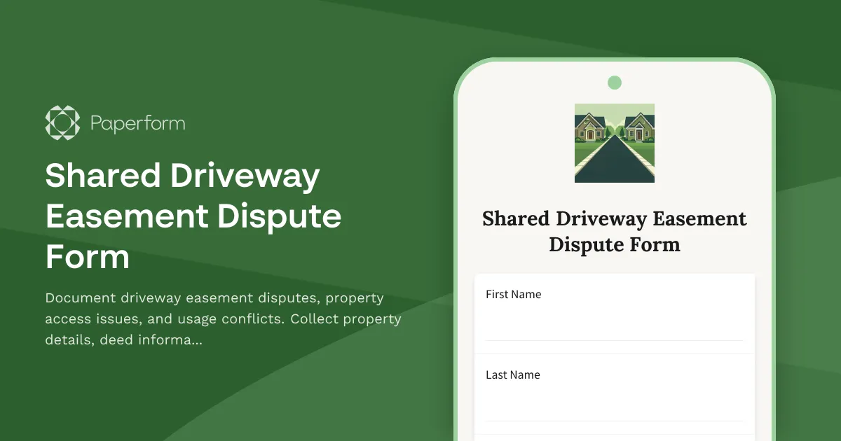 Shared Driveway Easement Dispute Form