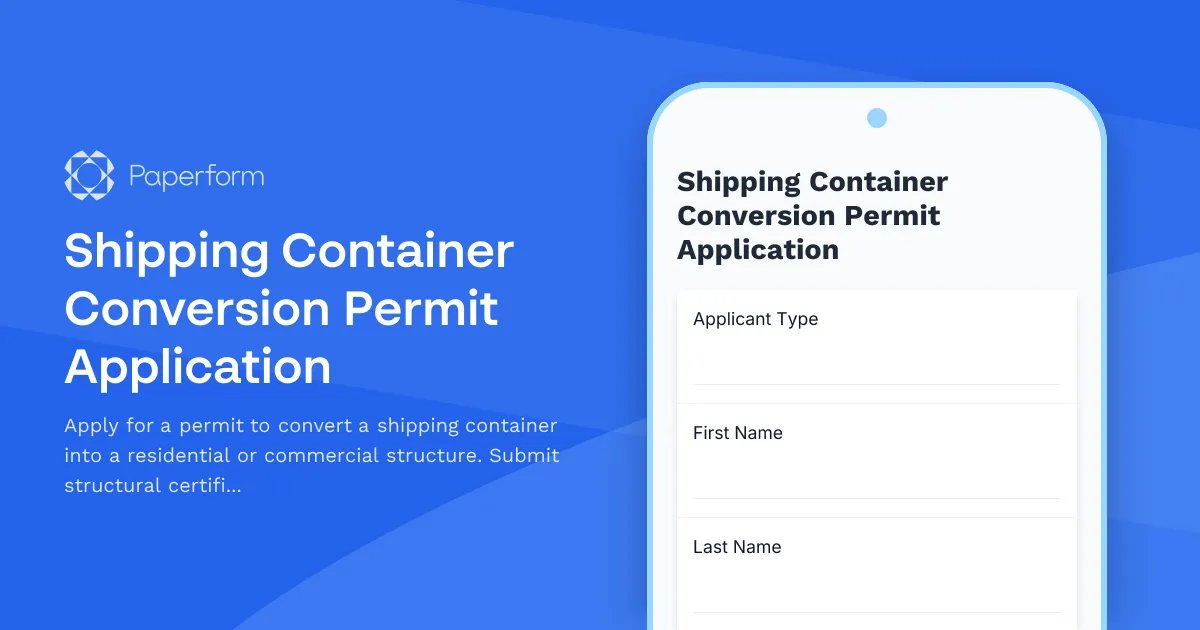 Shipping Container Conversion Permit Application