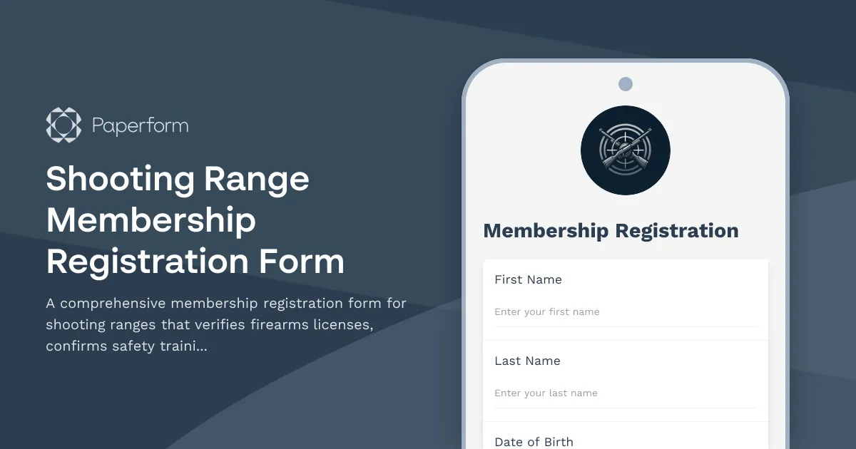 Shooting Range Membership Registration Form