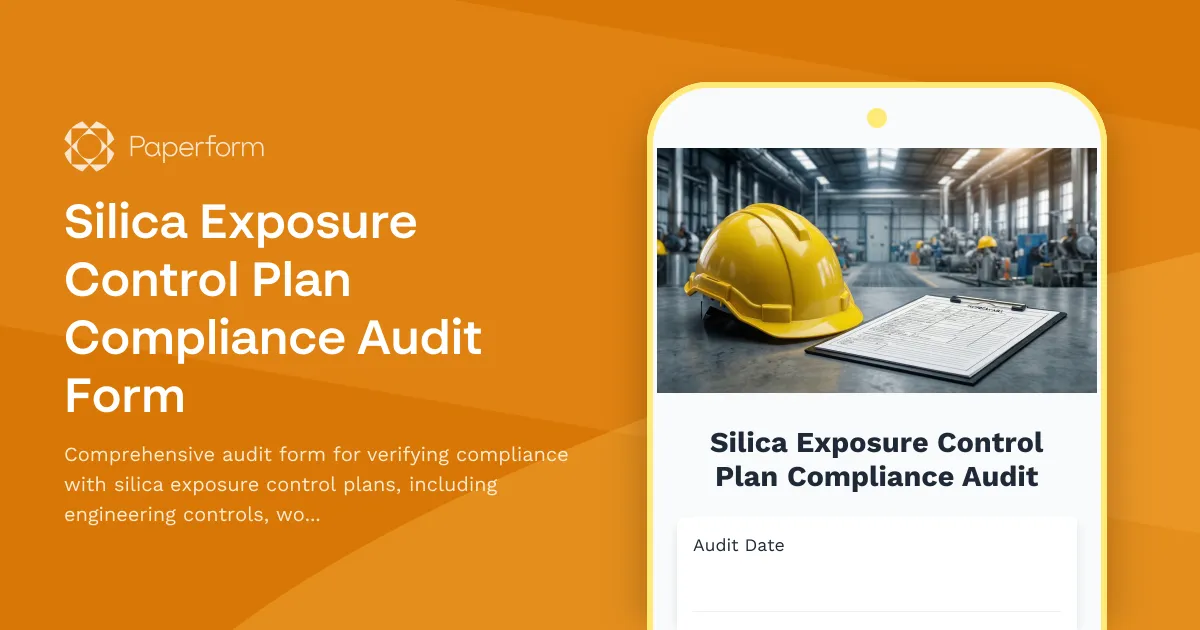 Silica Exposure Control Plan Compliance Audit Form