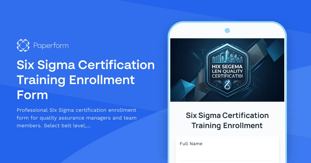 Six Sigma Certification Training Enrollment Form