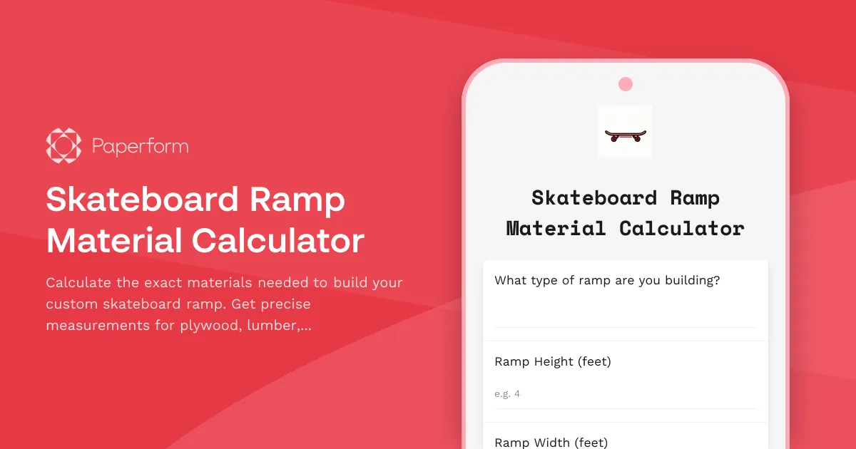 Skateboard Ramp Material Calculator