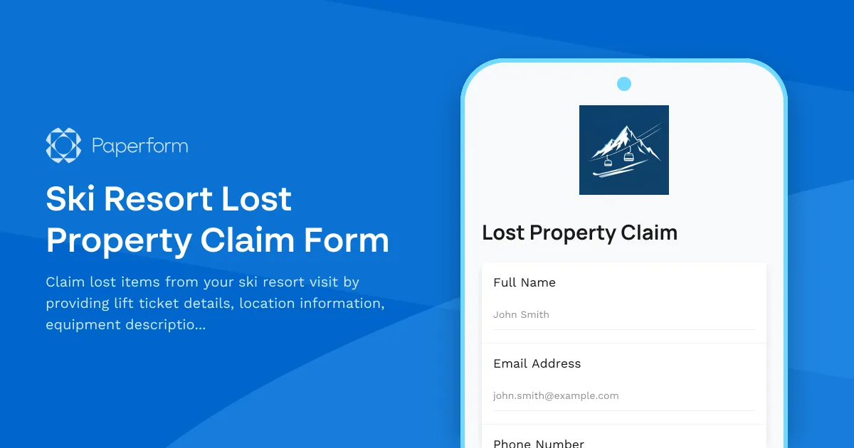 Ski Resort Lost Property Claim Form