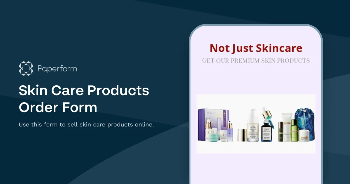 Skin Care Products Order Form