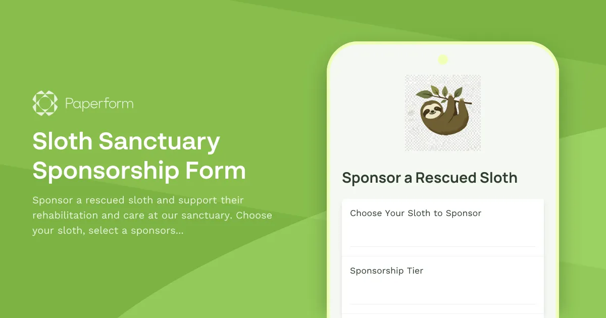 Sloth Sanctuary Sponsorship Form
