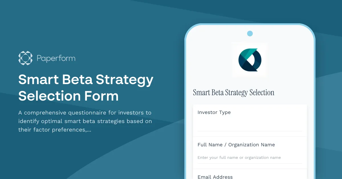 Smart Beta Strategy Selection Form