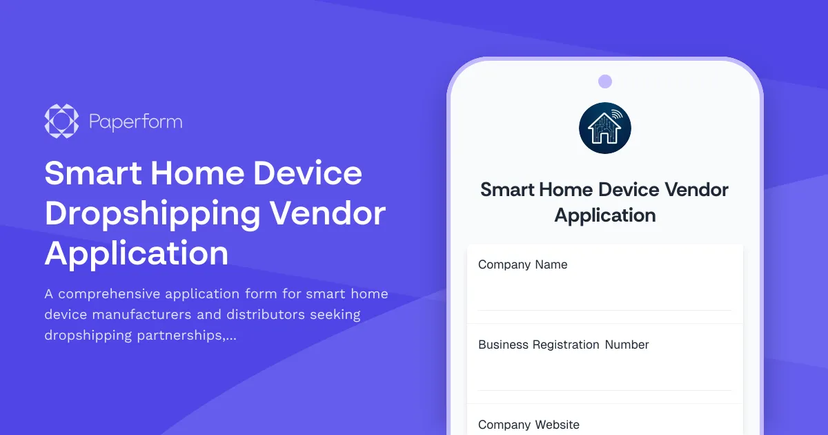 Smart Home Device Dropshipping Vendor Application