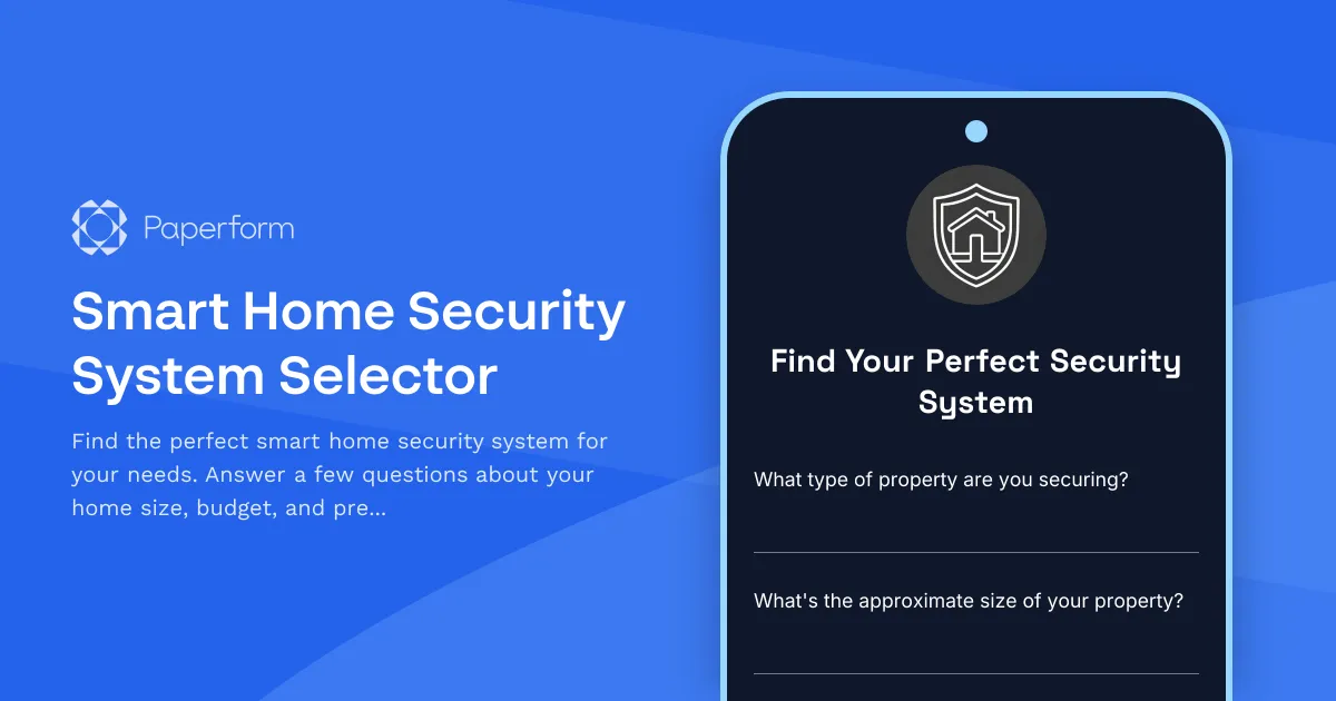 Smart Home Security System Selector