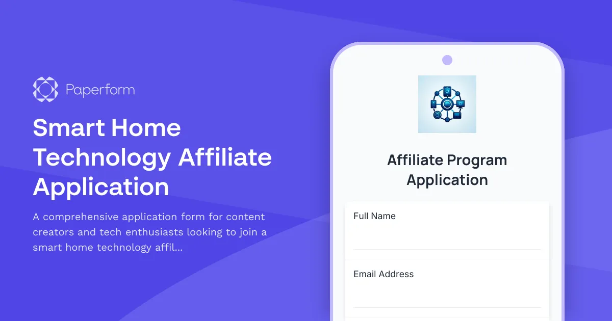 Smart Home Technology Affiliate Application