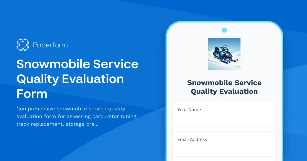Snowmobile Service Quality Evaluation Form