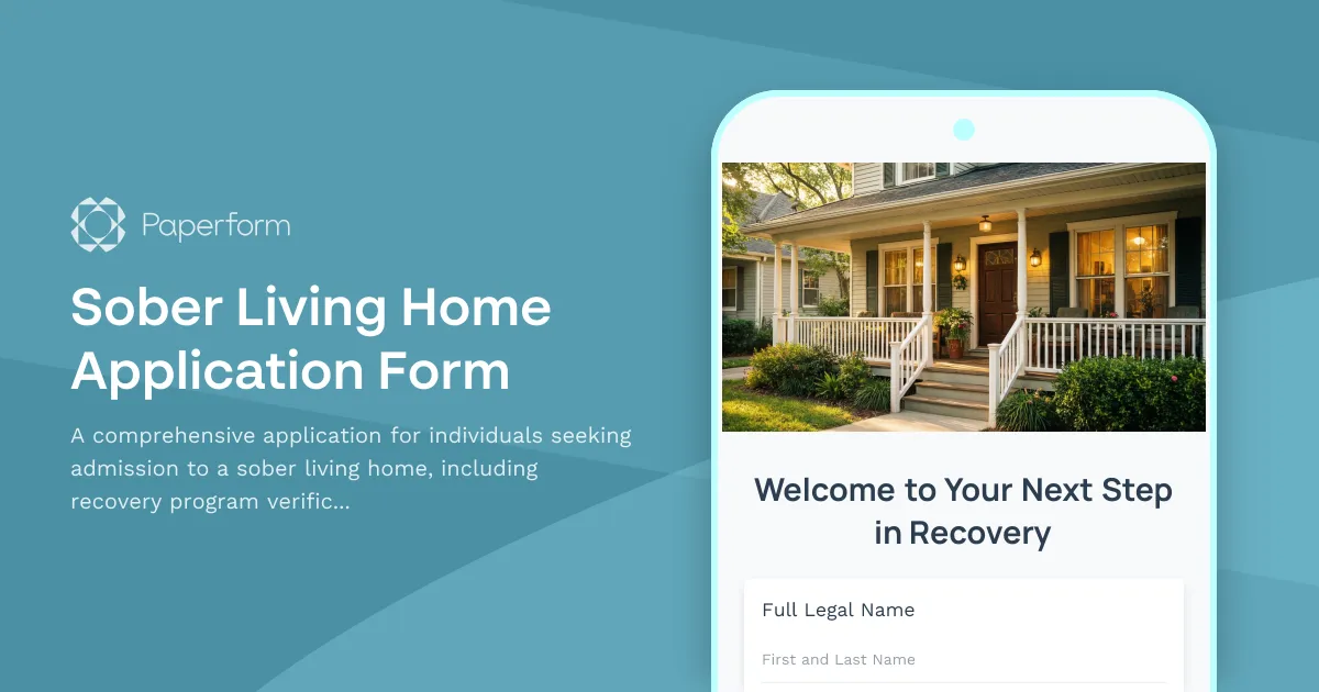 Sober Living Home Application Form