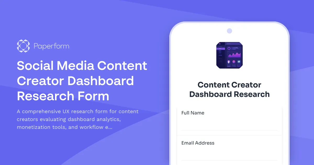 Social Media Content Creator Dashboard Research Form