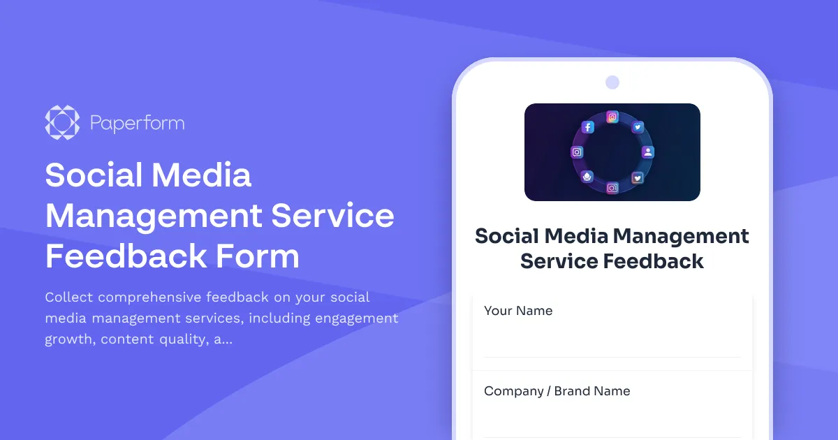 Social Media Management Service Feedback Form