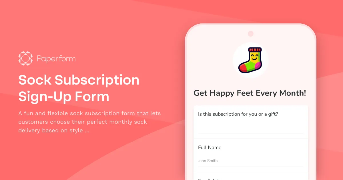 Sock Subscription Sign-Up Form