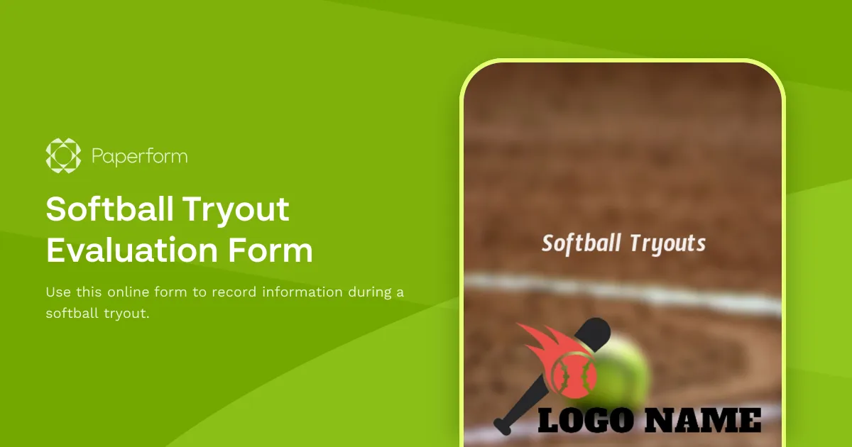 Softball Tryout Evaluation Form