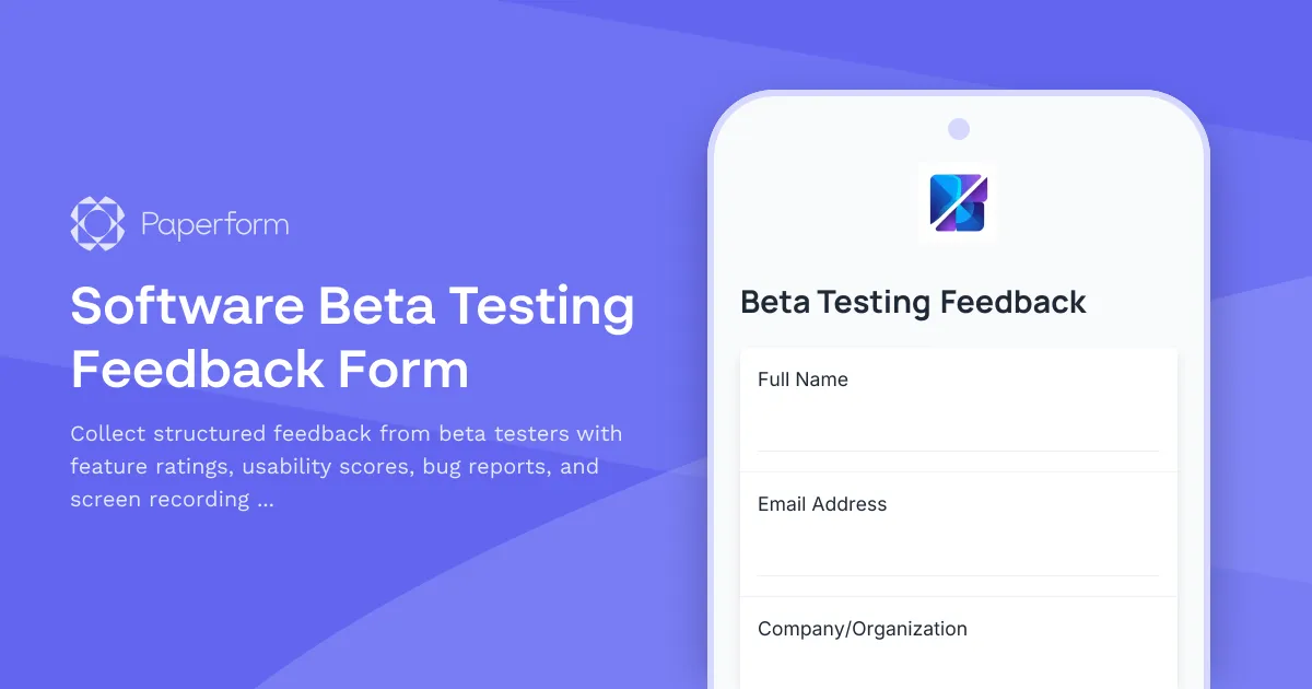 Software Beta Testing Feedback Form