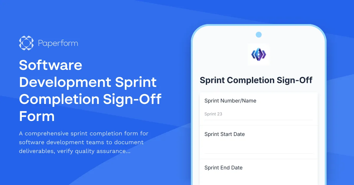 Software Development Sprint Completion Sign-Off Form