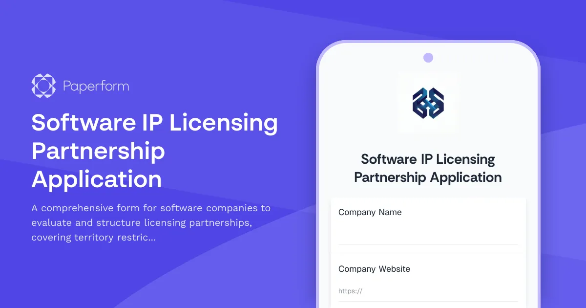 Software IP Licensing Partnership Application