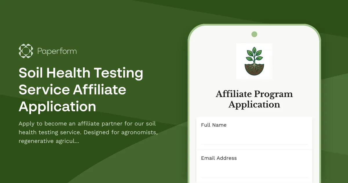Soil Health Testing Service Affiliate Application