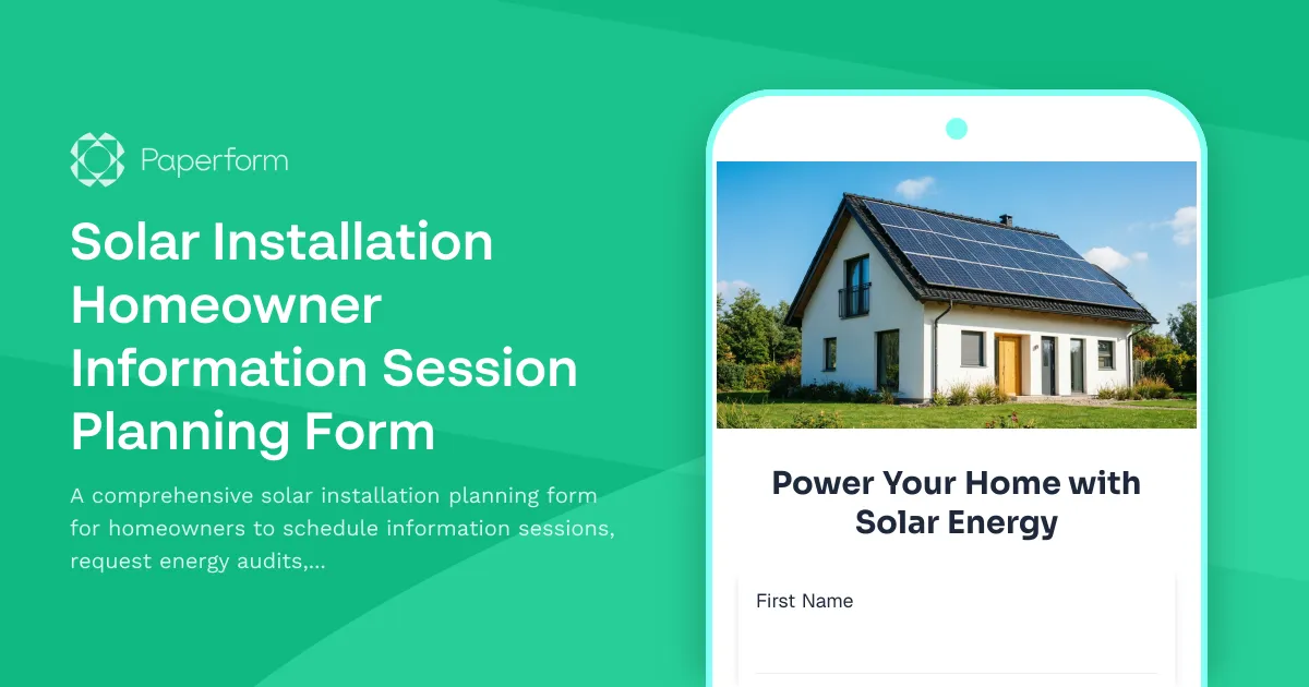 Solar Installation Homeowner Information Session Planning Form