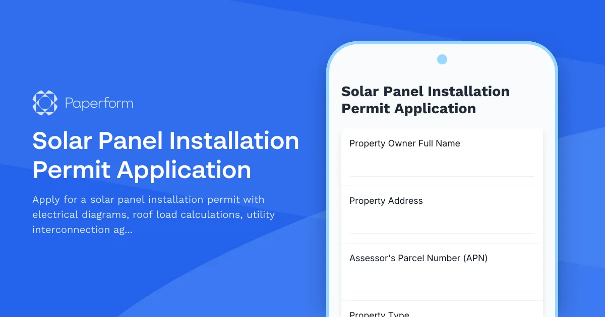 Solar Panel Installation Permit Application