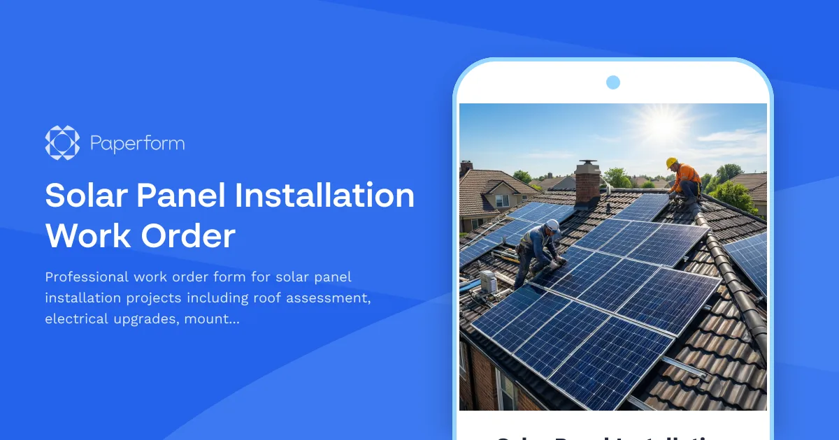 Solar Panel Installation Work Order