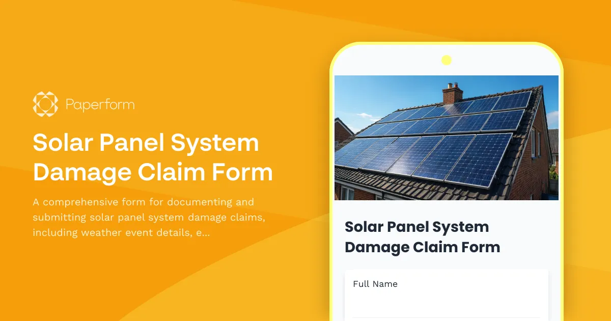 Solar Panel System Damage Claim Form