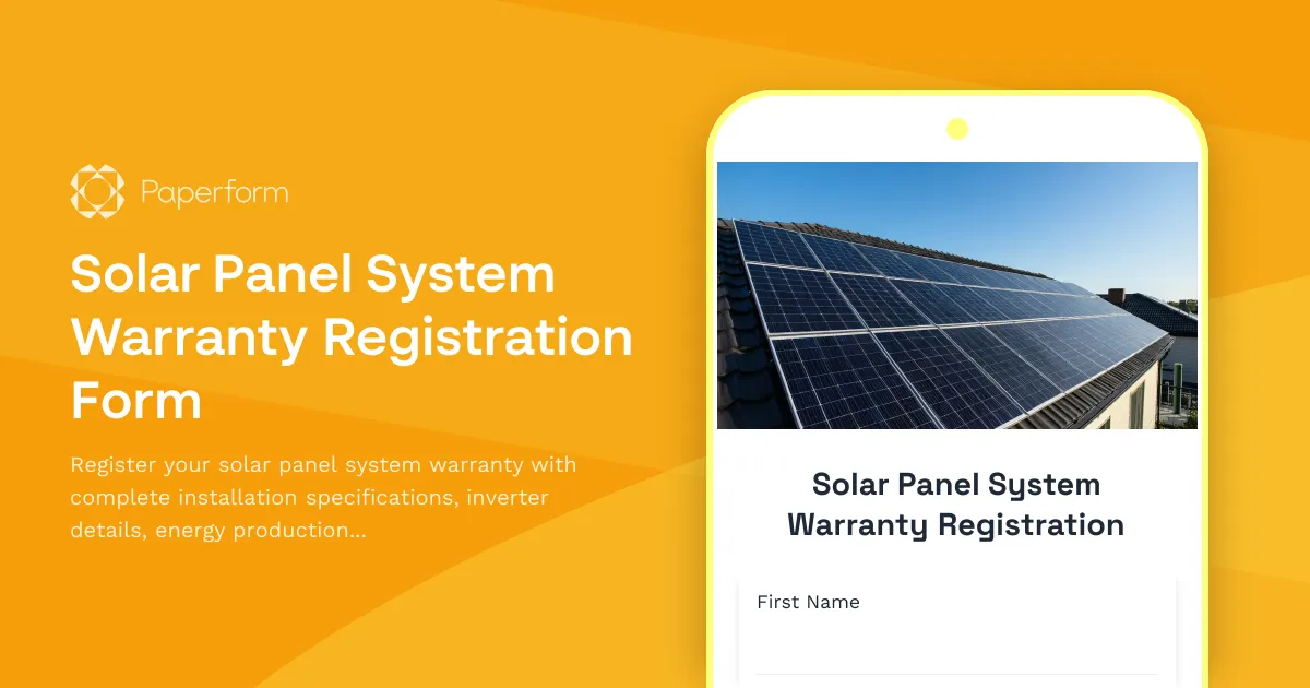 Solar Panel System Warranty Registration Form