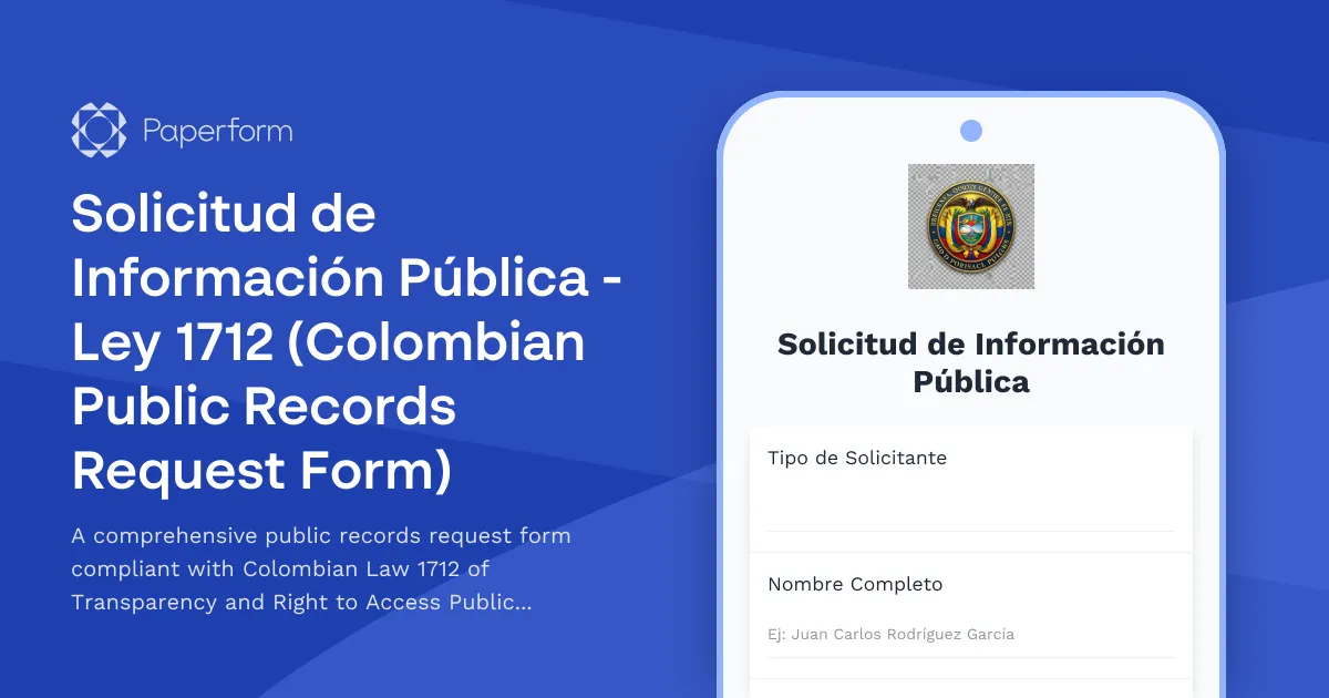Solicitud de Información Pública - Ley 1712 (Colombian Public Records Request Form)
