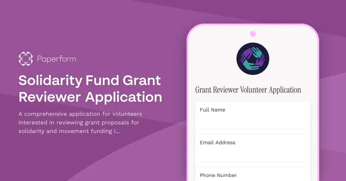 Solidarity Fund Grant Reviewer Application