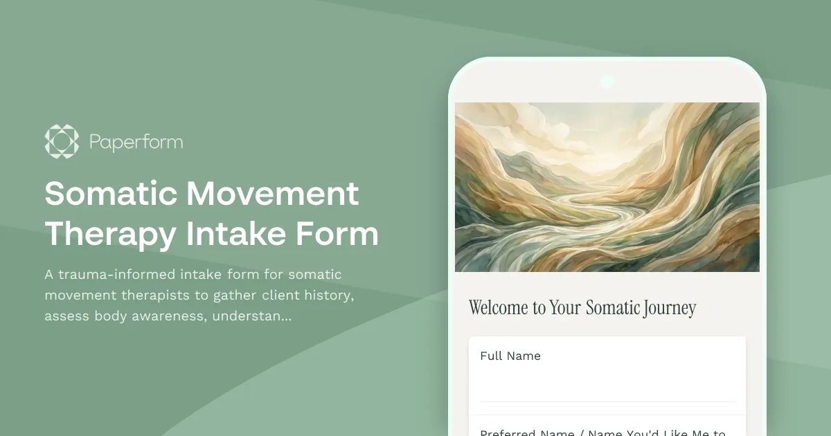 Somatic Movement Therapy Intake Form