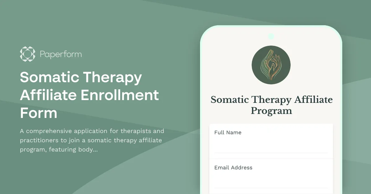 Somatic Therapy Affiliate Enrollment Form