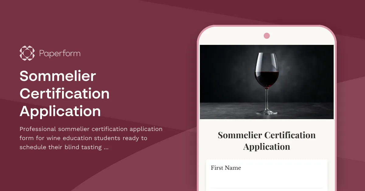 Sommelier Certification Application