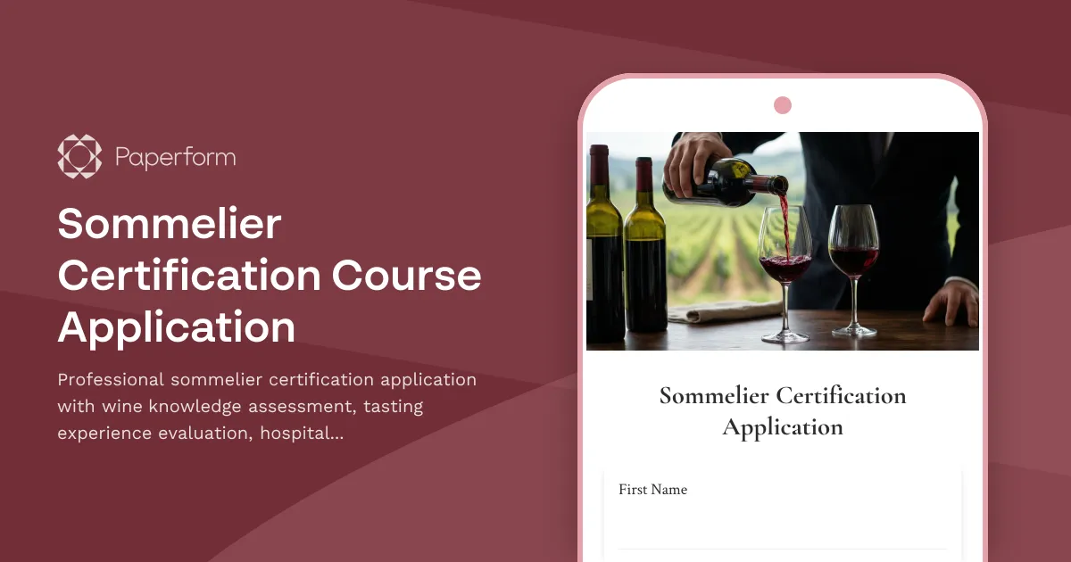 Sommelier Certification Course Application