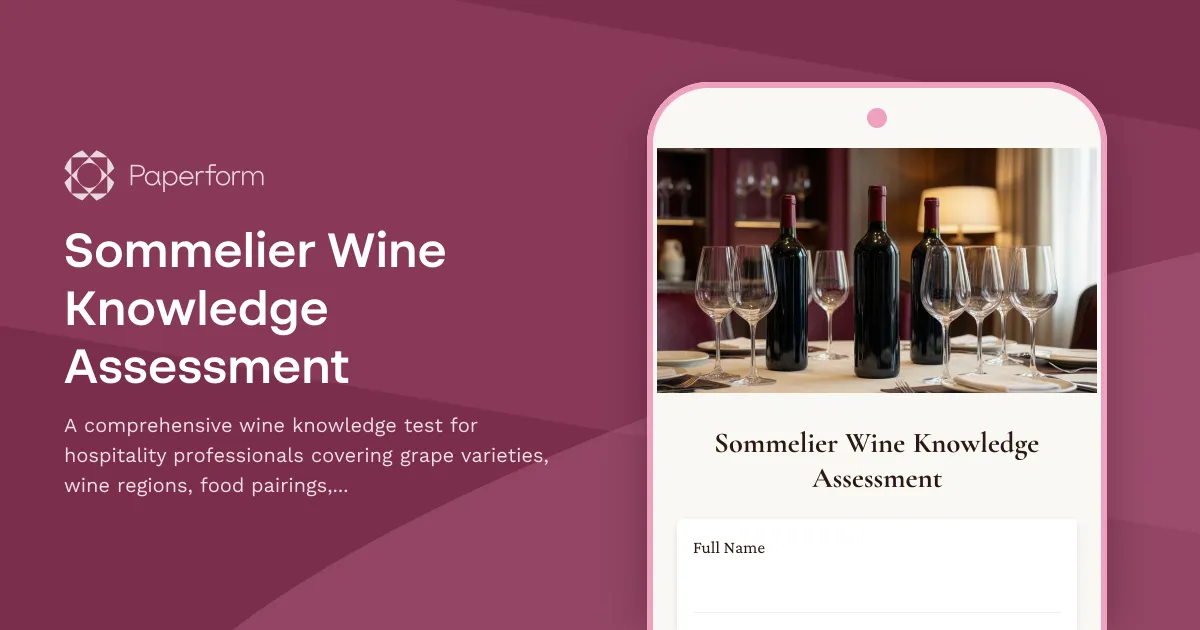 Sommelier Wine Knowledge Assessment
