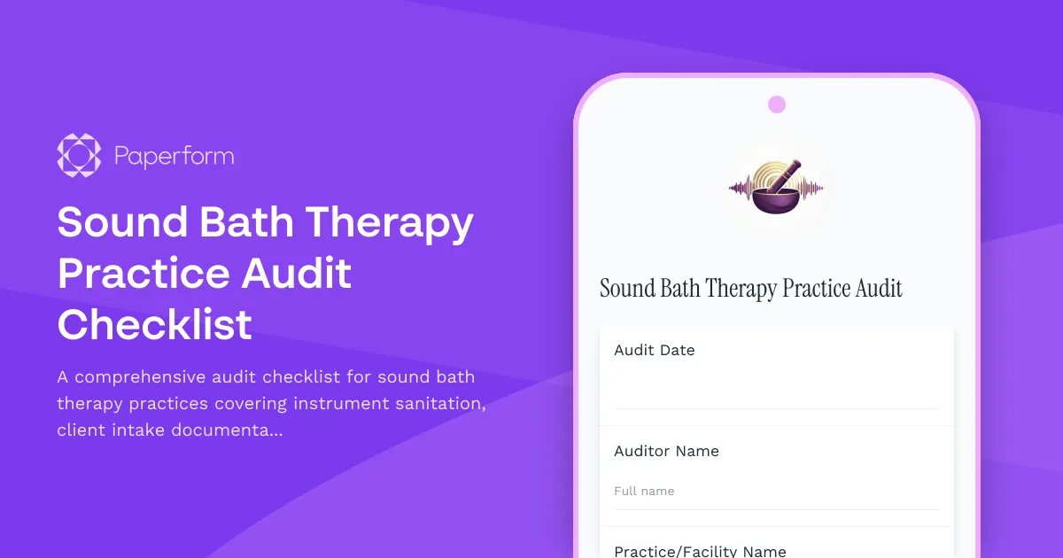Sound Bath Therapy Practice Audit Checklist