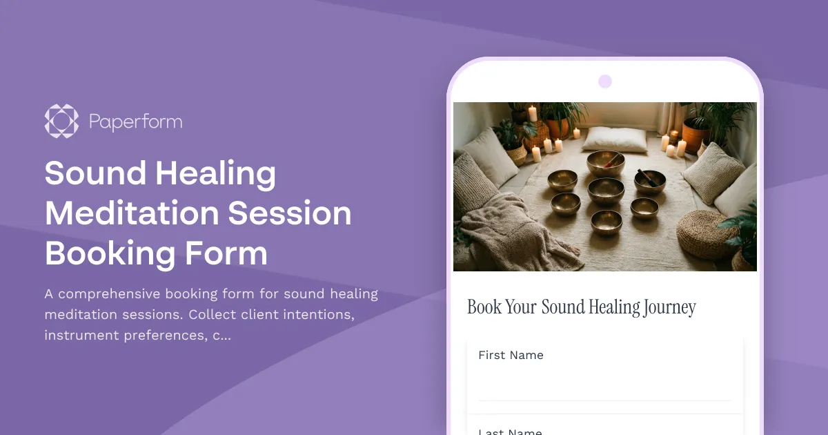Sound Healing Meditation Session Booking Form