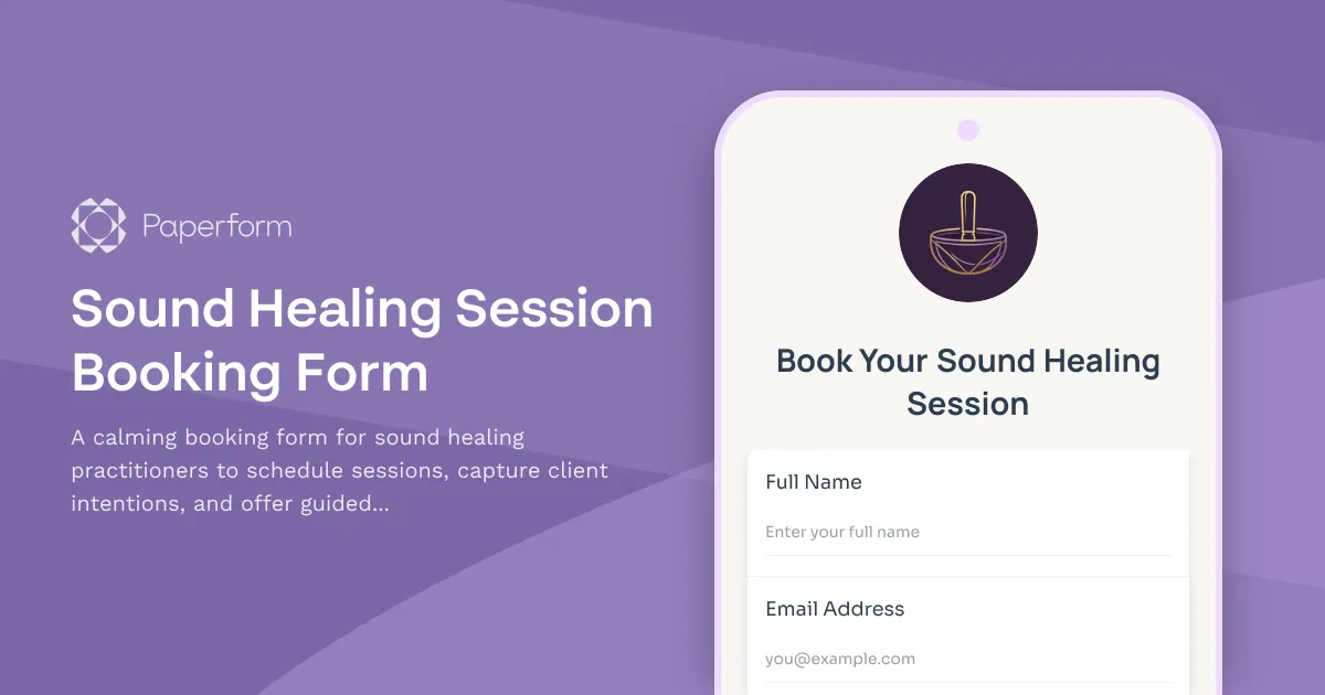 Sound Healing Session Booking Form