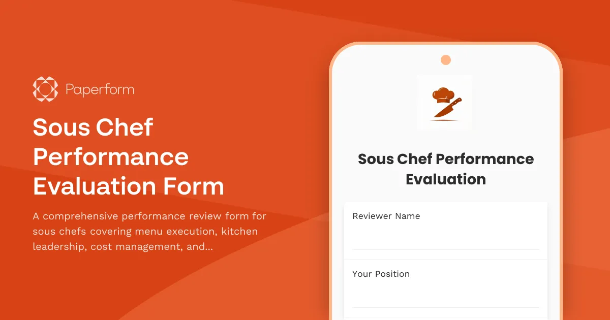 Sous Chef Performance Evaluation Form