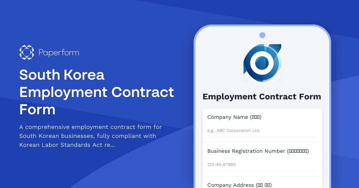 South Korea Employment Contract Form