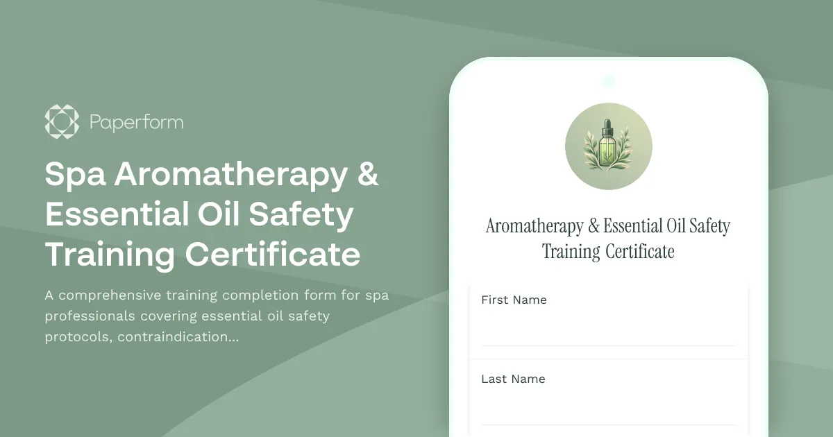 Spa Aromatherapy & Essential Oil Safety Training Certificate
