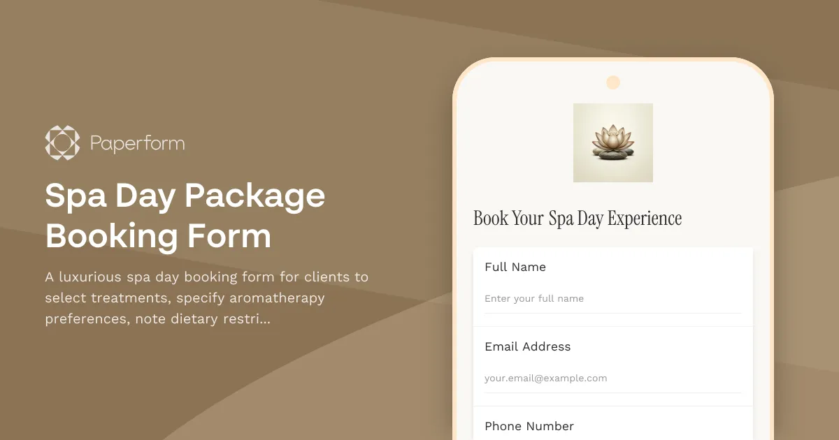 Spa Day Package Booking Form