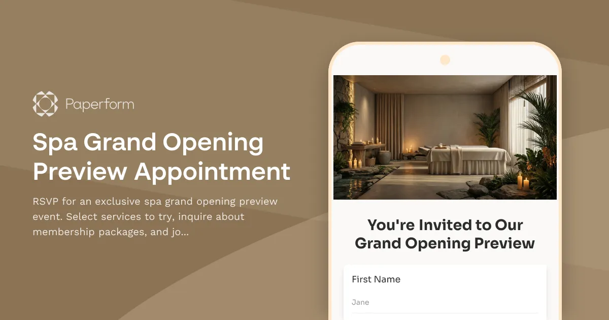 Spa Grand Opening Preview Appointment
