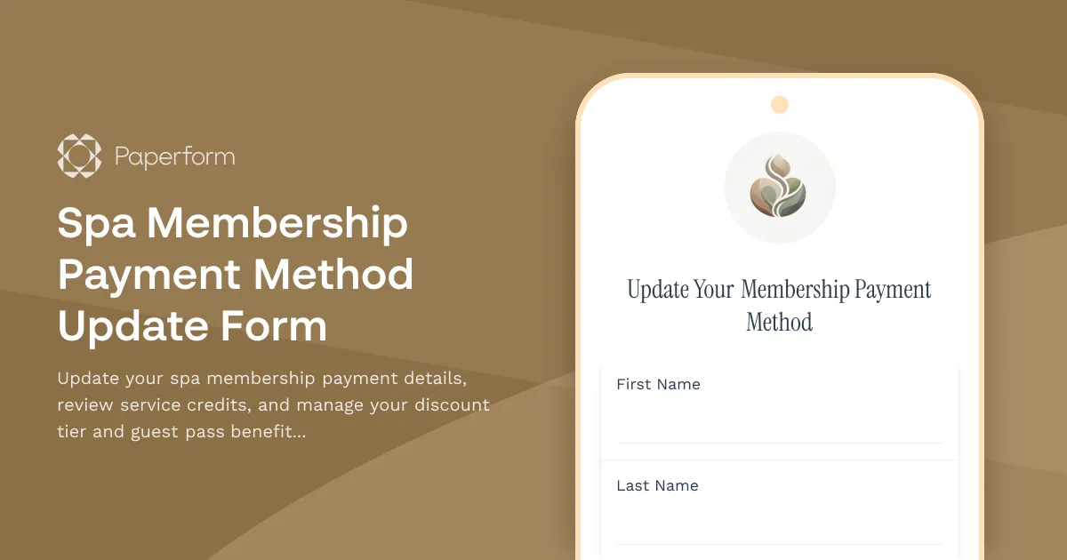 Spa Membership Payment Method Update Form