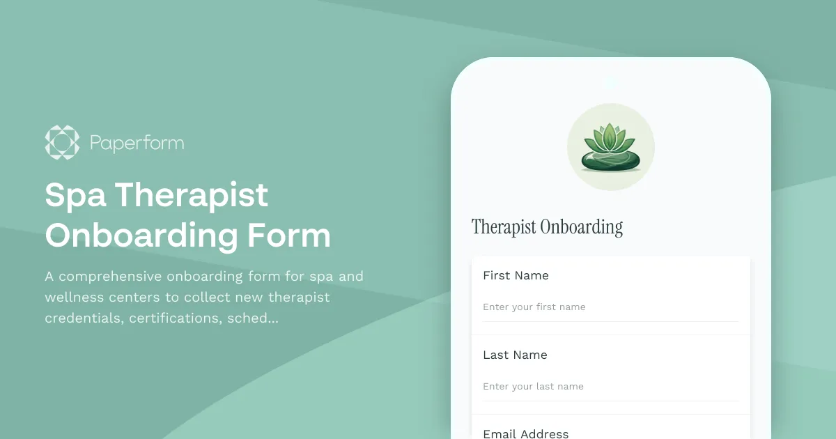 Spa Therapist Onboarding Form