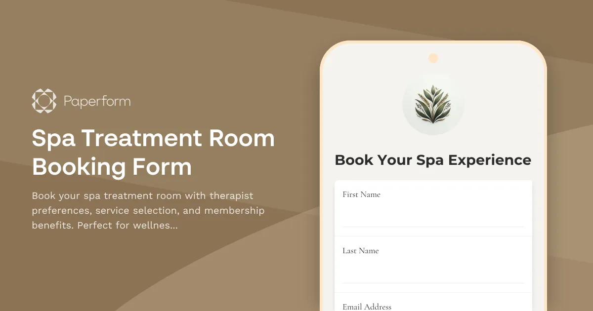 Spa Treatment Room Booking Form