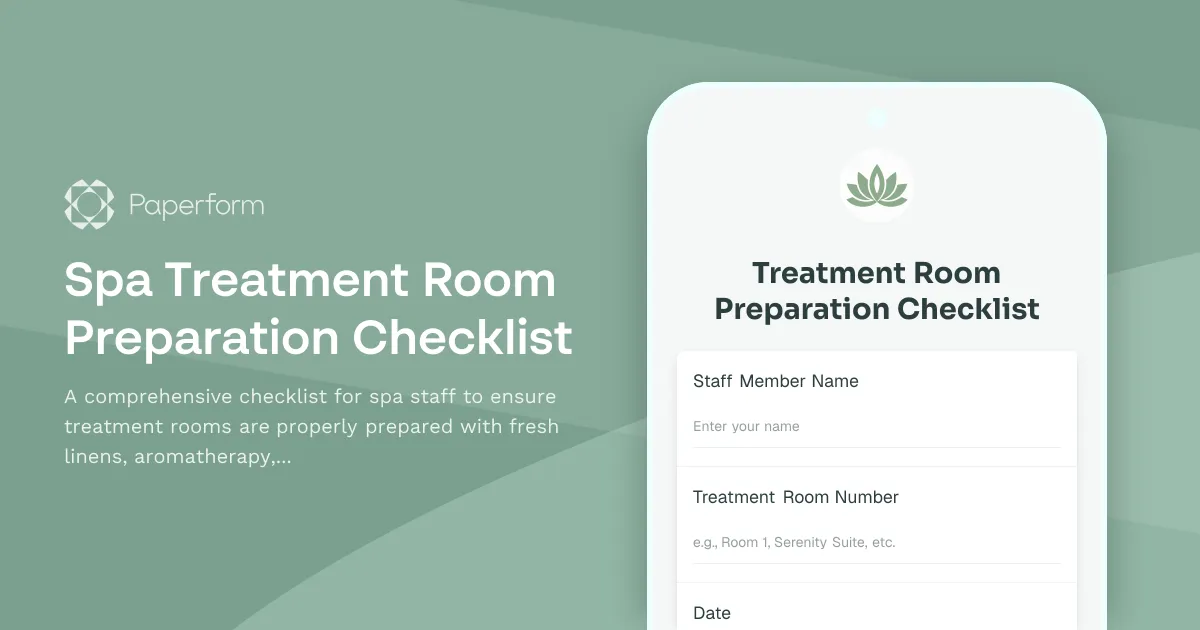 Spa Treatment Room Preparation Checklist